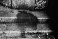 Shadow of a human on stairs. Hiroshima, August 6, 1945